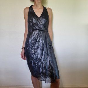 Vera Wang Shiny Purple Grey Halter-Neck Dress